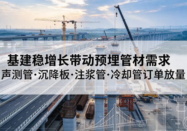 仲巴基建稳增长带动预埋监测管材需求，声测管、沉降板、注浆管订单持续放量